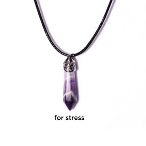 Amethyst Wand Pendant Necklace Crystal Healing